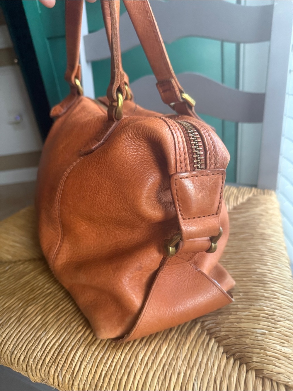 Madewell Glasgow Leather Satchel brass hardware - Picture 6 of 14